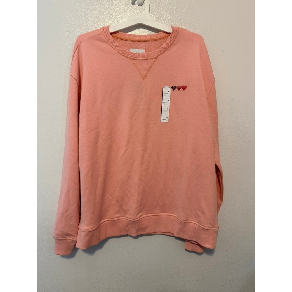 Goodfellow & Co Pink French Terry Heart Sweatshirt XL New With Tags